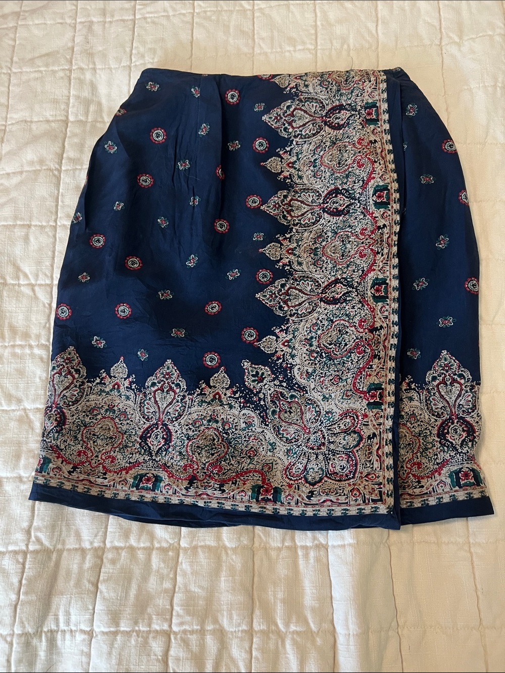 Talbots Navy Paisley Skirt